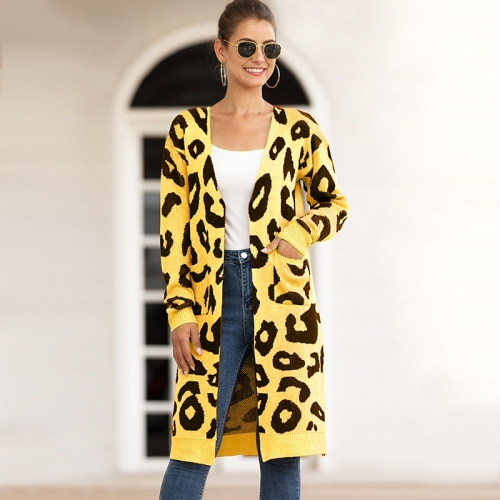 yellow leopard cardigan