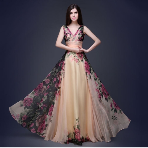 

Elegant Double Shoulder Floral Party Dress (Color:Decor Size:S)