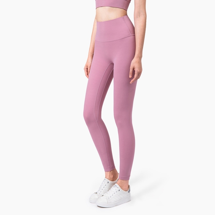 

High Waist Anti Flanging Yoga Pants No Embarrassment One Piece Hip Lifting Peach Pants (Color:Pink taupe Size:M)