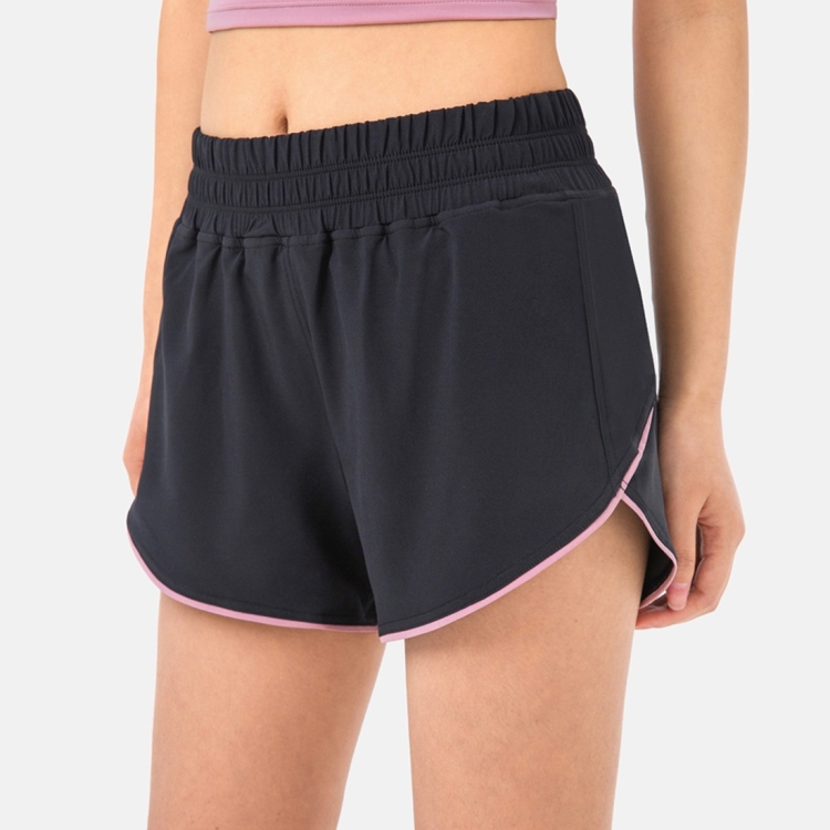 

Lightweight Breathable Quick Drying Sports Shorts Peach Hip High Waist Loose Running Shorts (Color:Black Size:S)