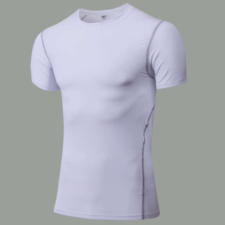 

Stretch Quick Dry Tight T-shirt Training Bodysuit (Color:White Size:S)