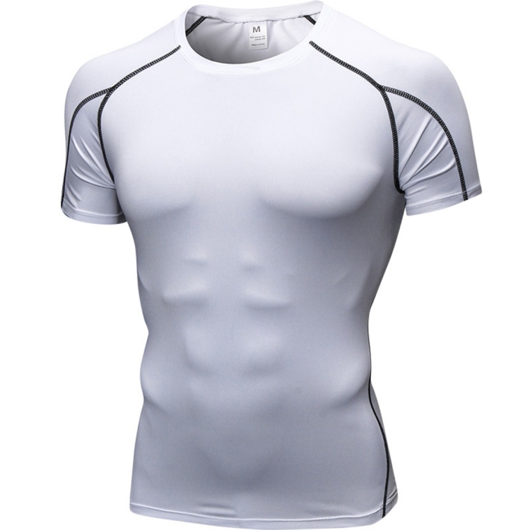 

Fitness Running Training Suit Stretch Quick Dry Tight Short Sleeve T-shirt (Color:White Size:S)
