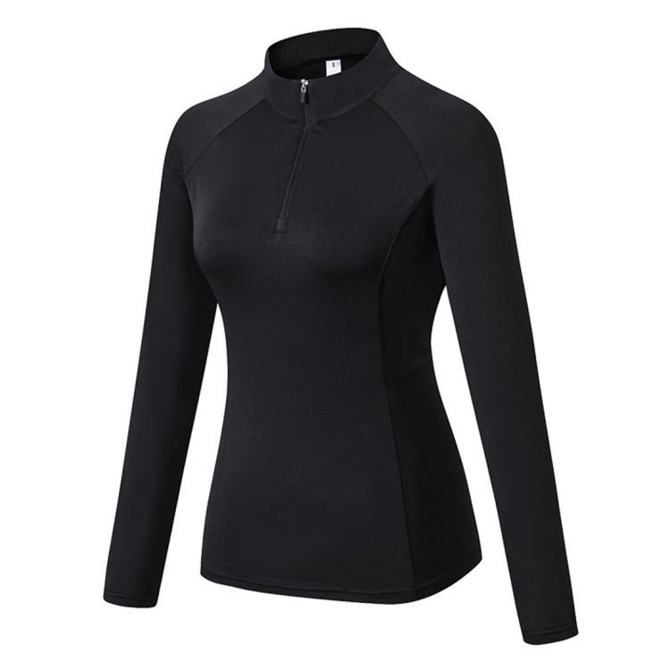 

Autumn And Winter Fitness Running Yoga High Elastic Tights Quick Drying Stand Collar Sweater (Color:Black Size:S)