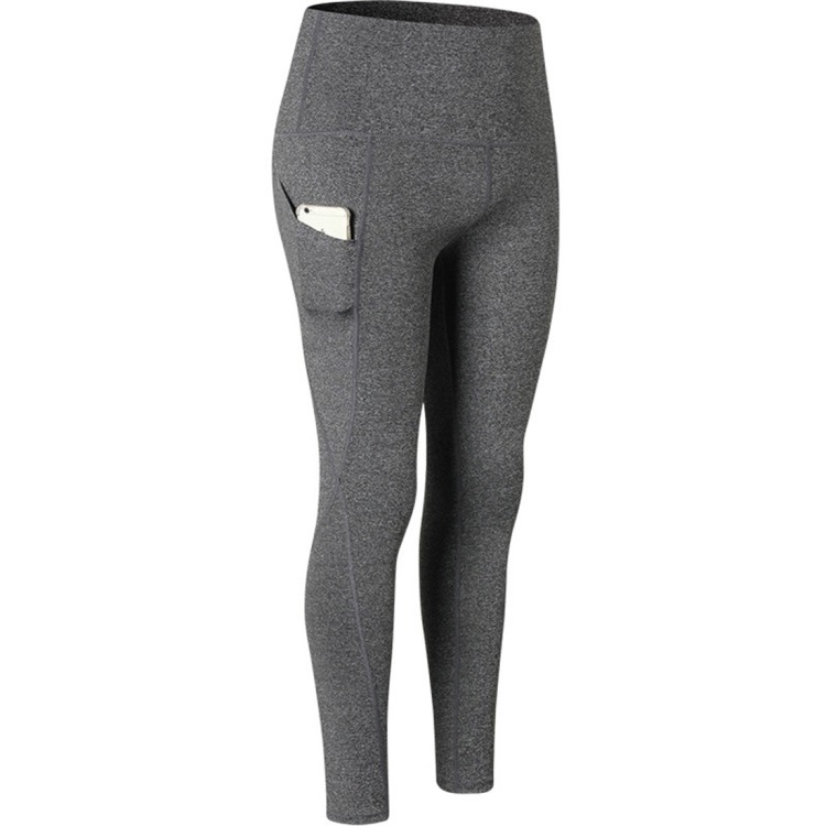 

Super High Waist Slant Pocket Stretch Quick Drying Tights (Color:Flower Gray Size:L)