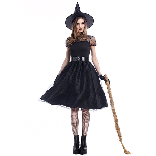 

Cosplay Costume Black Gauze Witch Costume Temperament Night Ghost Game Costume (Color:Black Size:M)