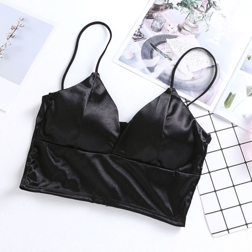 

No Steel Ring Gathered Lace Bra Sexy Base Sling Underwear for Ladies, with Chest Pad (Color:Black Size:Free Size)