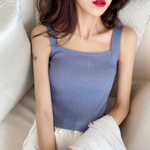 

Solid Color Knitted Thread Bottoming Camisole Vest for Ladies (Color:Random Color Delivery Size:Free Size)