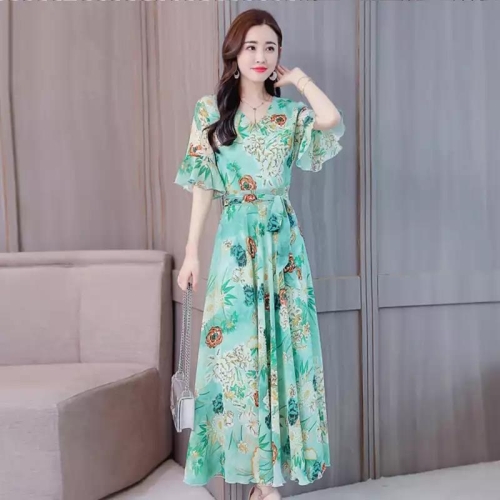 

Temperament Slim Printed Dress (Green)