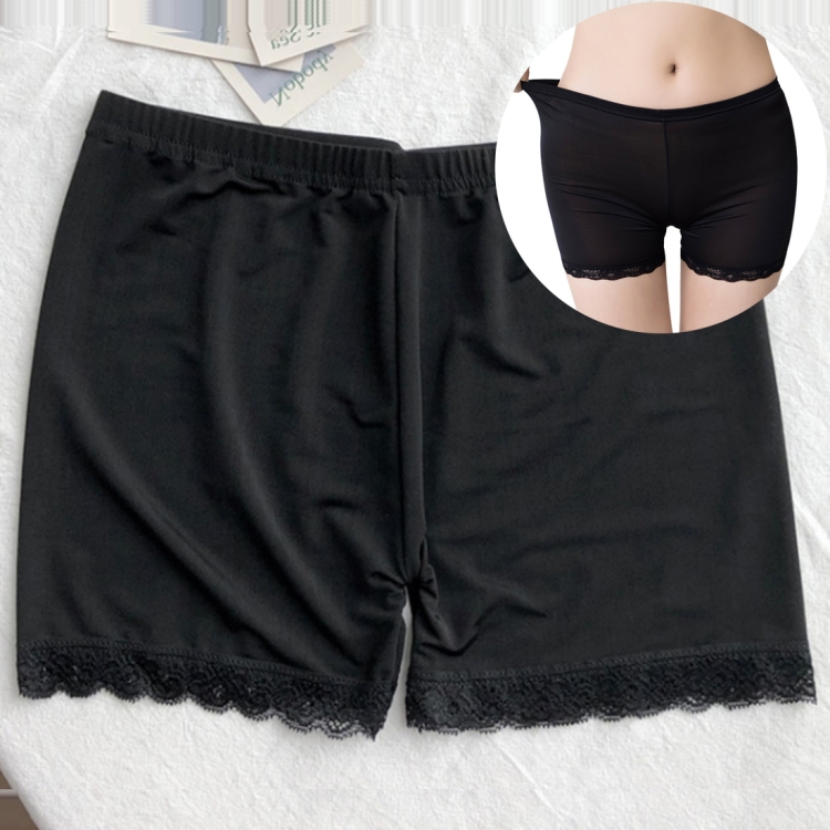 

Thin Lace Modal Anti-emptied Safety Pants Leggings Shorts for Ladies (Color:Black Size:Free Size)