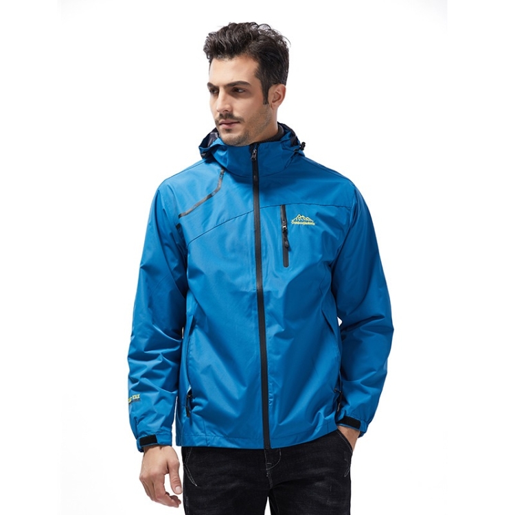 

Mens Outdoor Sports Single Layer Stormsuit Wear Resistant Breathable Waterproof Windproof Couple Mountaineering Suit (Color:Blue Size:M)