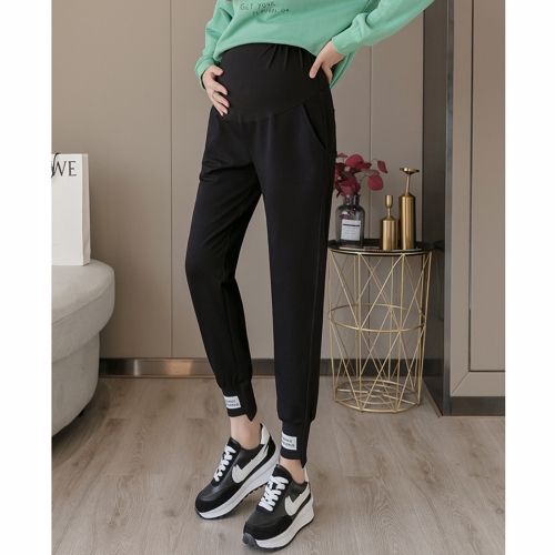 

Fashion Casual Sports Trousers Pregnant Women Pants Autumn Trendy Mom Autumn Clothes (Color:Black Size:L)