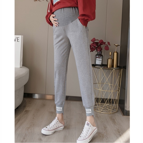 

Fashion Casual Sports Trousers Pregnant Women Pants Autumn Trendy Mom Autumn Clothes (Color:Light Grey Size:M)