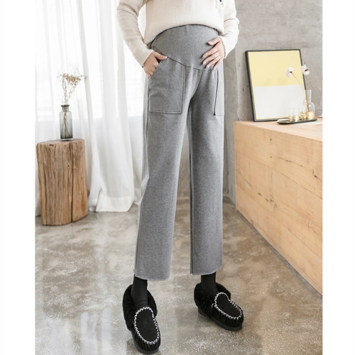 

Fashion Trendy Mom Straight Loose Wide Leg Pants Casual Leggings Autumn And Winter Models Autumn Clothes (Color:Dark Gray Cropped Trousers Size:M)