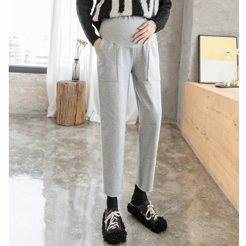 

Fashion Trendy Mom Straight Loose Wide Leg Pants Casual Leggings Autumn And Winter Models Autumn Clothes (Color:Light Gray Cropped Trousers Size:M)