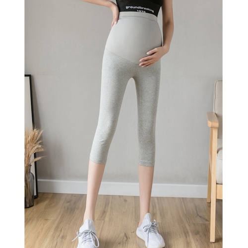 

Summer Thin Maternity Yoga Sweatpants Bottoming Cropped Pants For Outer Wear (Color:Light Gray Size:M)