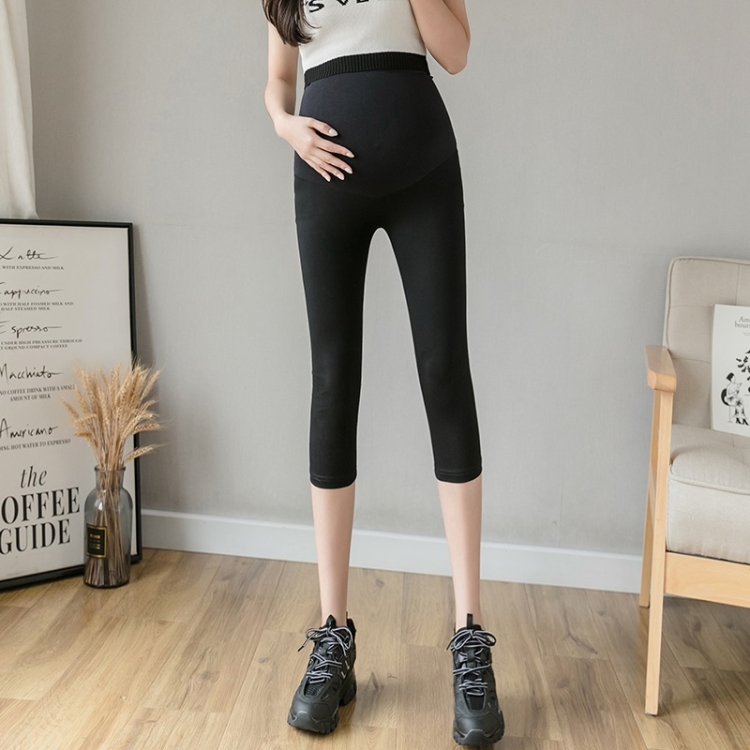 

Summer Thin Maternity Yoga Sweatpants Bottoming Cropped Pants For Outer Wear (Color:Black Size:L)