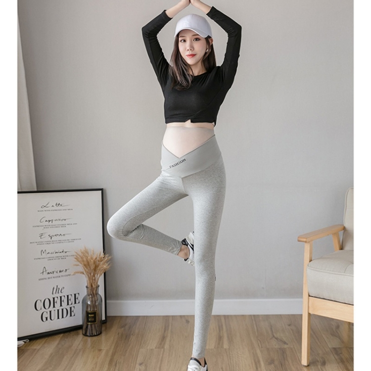 

Pregnant Women Low Waist Cross Belly Lift Yoga Exercise Cropped Pants (Color:Light Gray Size:M)