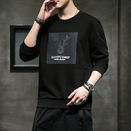 

Fall/winter Loose Sweater Men Bottoming Shirt (Color:Black Size:M)