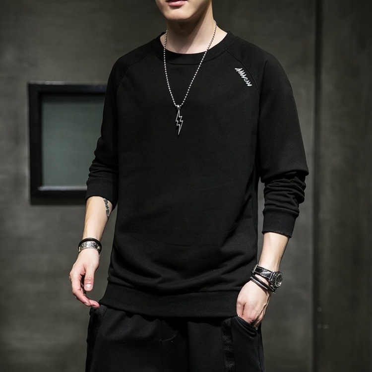 

Fall/winter Loose Sweater Men Bottoming Shirt (Color:Black Size:L)