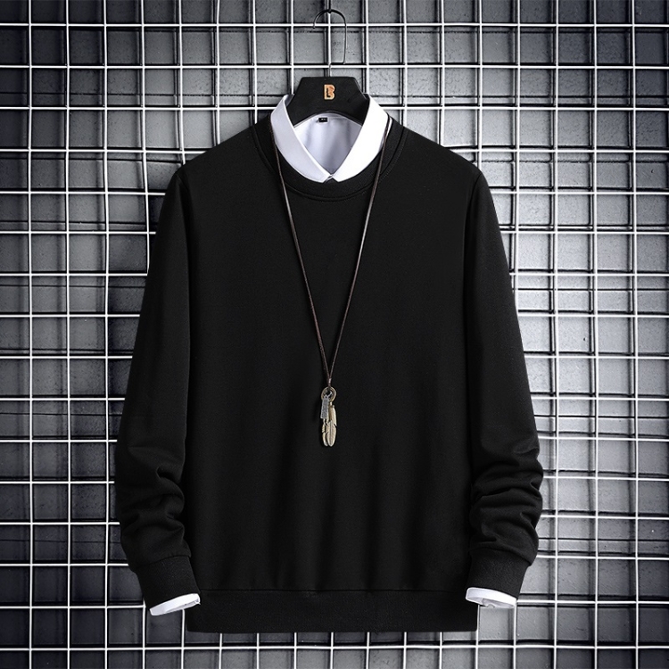 

Fall/winter Loose Sweater Men Bottoming Shirt (Color:Black Size:M)