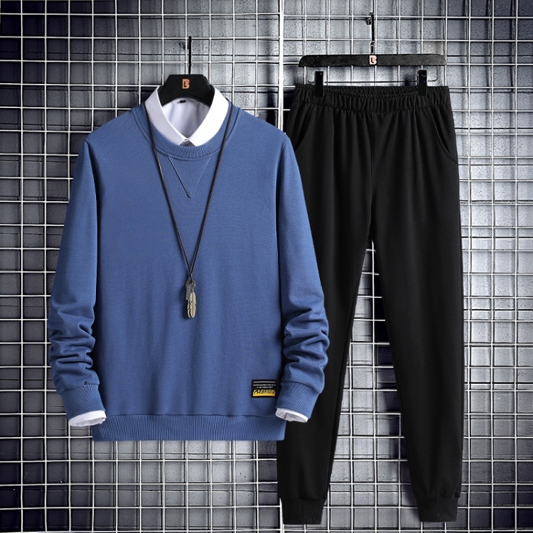 

Loose Long Sleeve Round Neck Casual Wear Suit (Color:Blue Size:L)