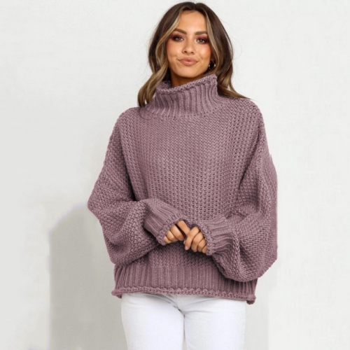 

Autumn And Winter Pullover High Neck Loose Sweater (Color:Pale Pinkish Grey Size:S)