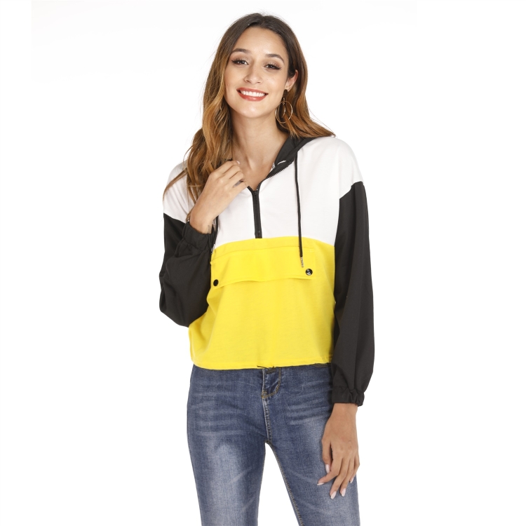

Colorblock Hooded Long-sleeved Sweatshirt (Color:As Shown Size:S)