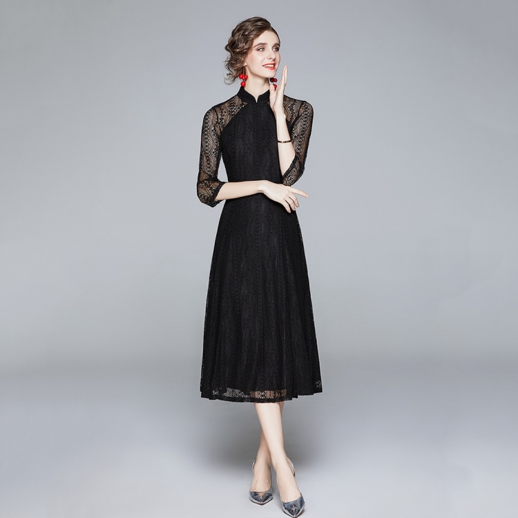 

Early Autumn Fashion Slim Long Sleeve Dress (Color:Black Size:S)