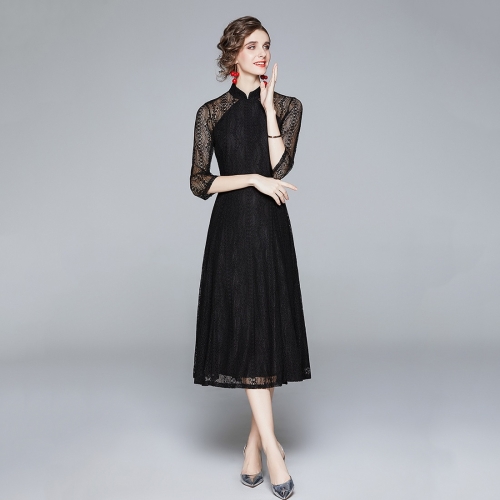 

Early Autumn Fashion Slim Long Sleeve Dress (Color:Black Size:M)