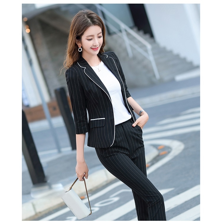 

Simple Fashion Suit + Slim Trousers Two-piece Suit (Color:Black Size:L)