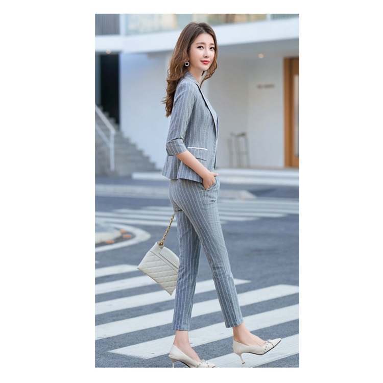 

Simple Fashion Suit + Slim Trousers Two-piece Suit (Color:Gray Size:L)