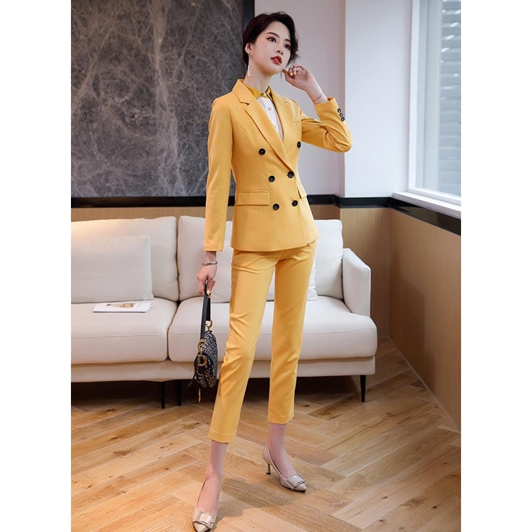 

Fashion Casual Suit, Style: Coat + Pants (Color:Yellow Size:XXXL)