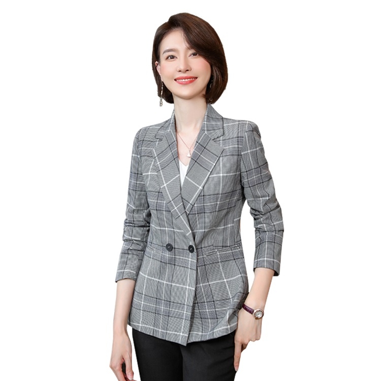 

Casual Fashion Plaid Texture Suit (Color:Gray Size:S)