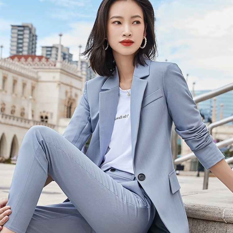 

Business Wear Fashion Casual Suit Work Clothes Suit, Style: Coat + Pants (Color:Grey Size:S)