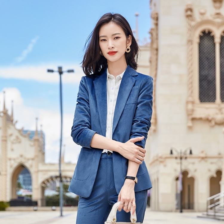

Business Wear Fashion Casual Suit Work Clothes Suit, Style: Coat + Pants + Shirt (Color:Blue Size:S)