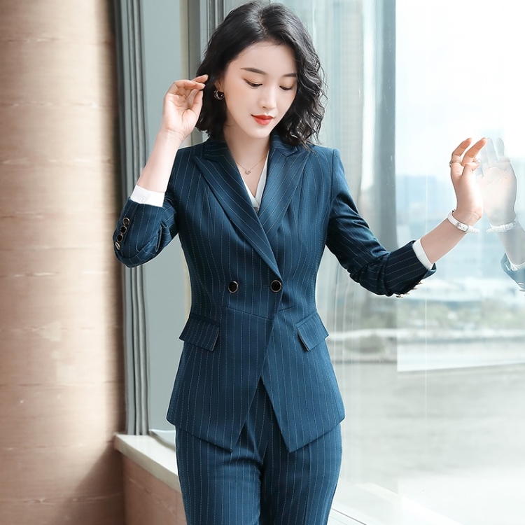 

Business Wear Fashion Casual Suit Work Clothes Suit, Style: Coat + Pants + Shirt (Color:Blue Size:S)