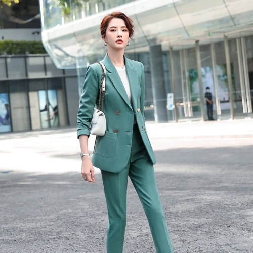 

Business Wear Fashion Casual Suit Work Clothes Suit, Style: Coat + Pants (Color:Green Size:XXXXXL)