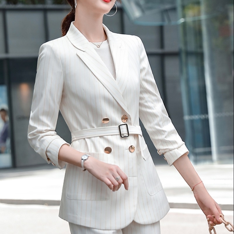 

Business Wear Fashion Casual Suit Work Clothes Suit, Style: Coat + Pants (Color:White Size:S)