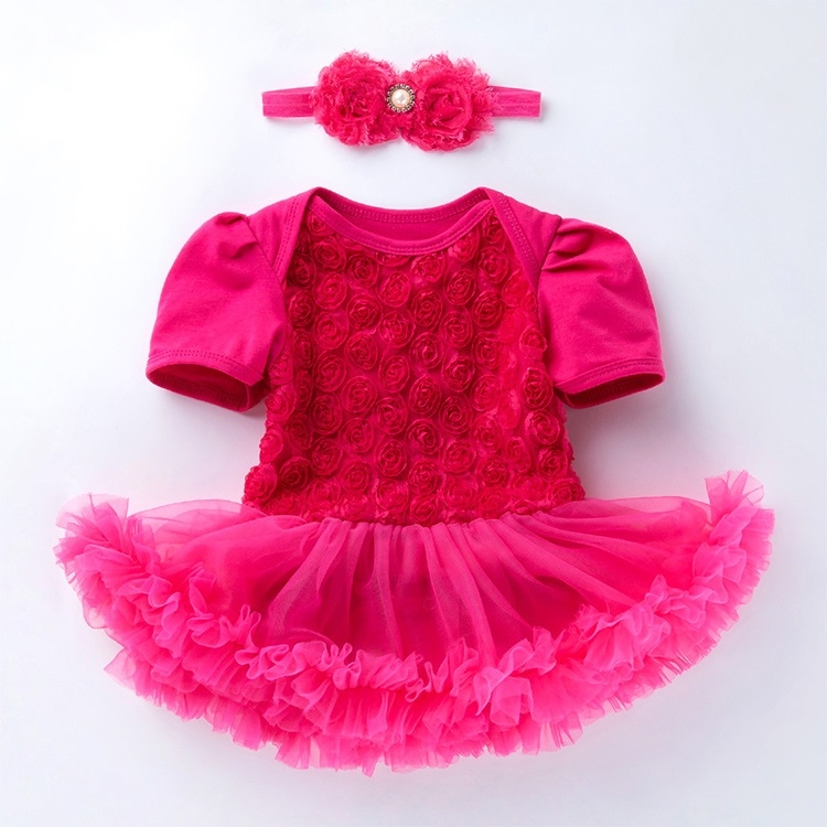 

Compound Rose Dress Two-piece Baby Romper Tutu Skirt (Color:Rose Red Size:59)