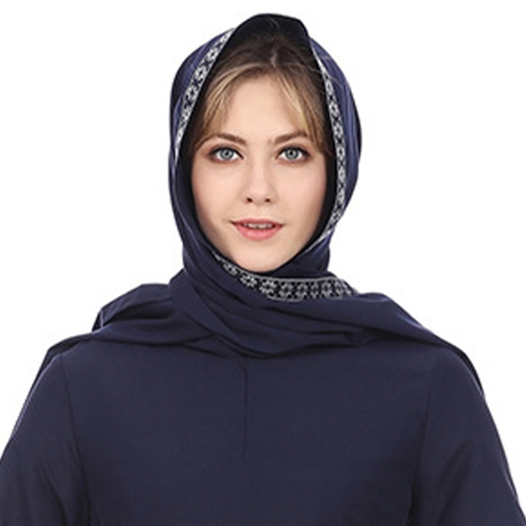 

Women Muslim Ribbon Hijab Head Long Scarf (Color:Dark Blue Size:Free Size)