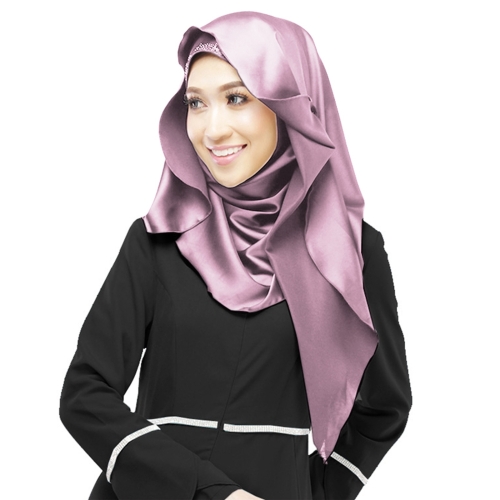 

Women Muslim Retro Nation Solid Color Satin Hijab Head Long Scarf (Color:Pink Size:Free Size)