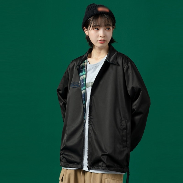 

Loose Plaid Jacket On Both Sides (Color:Black Size:S)