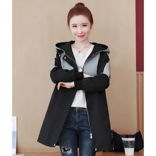 

Loose Mid-length Hooded Trench Coat (Color:Gray Size:S)