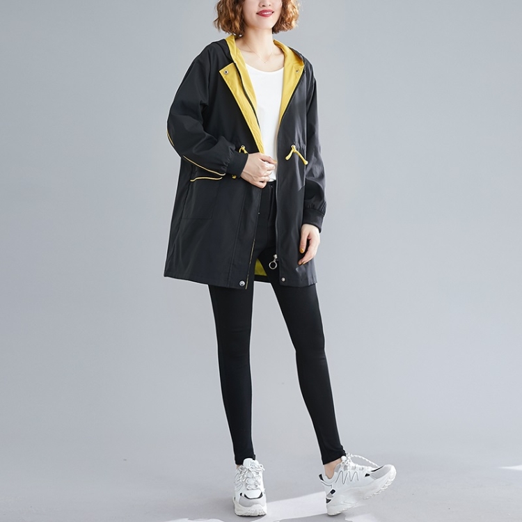 

Loose Slim Waist Mid-length Coat (Color:Black Size:XXXL)