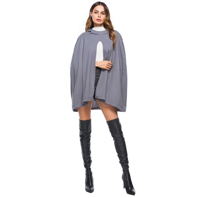 

Women Fashion Woolen Sleeveless Cloak Coat (Color:Grey Size:L)