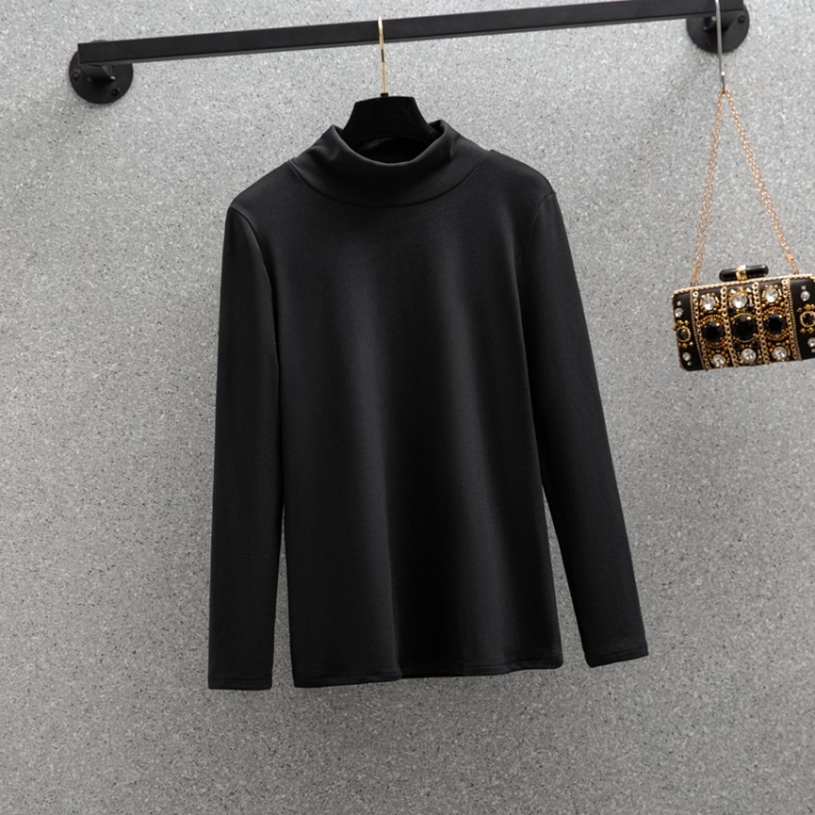 

De Velvet Thick High Neck Long Sleeve Bottoming Shirt (Color:Black Size:XL)