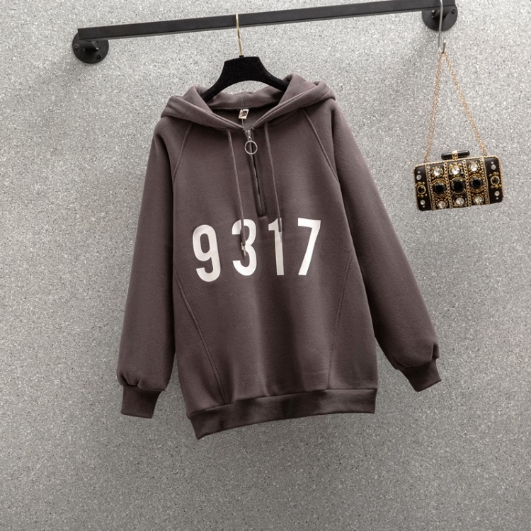 

All-match Loose Hooded Plus Fleece Sweater (Color:Dark Gray Size:L)