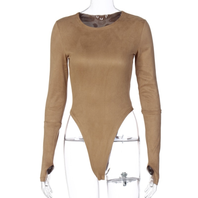 

Solid Color Sexy Slim Bottoming Bodysuit (Color:Brown Size:S)