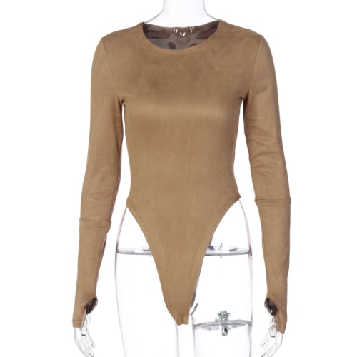 

Solid Color Sexy Slim Bottoming Bodysuit (Color:Brown Size:M)