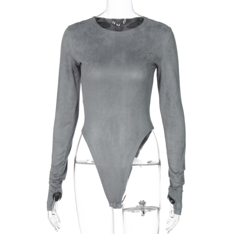 

Solid Color Sexy Slim Bottoming Bodysuit (Color:Gray Size:S)